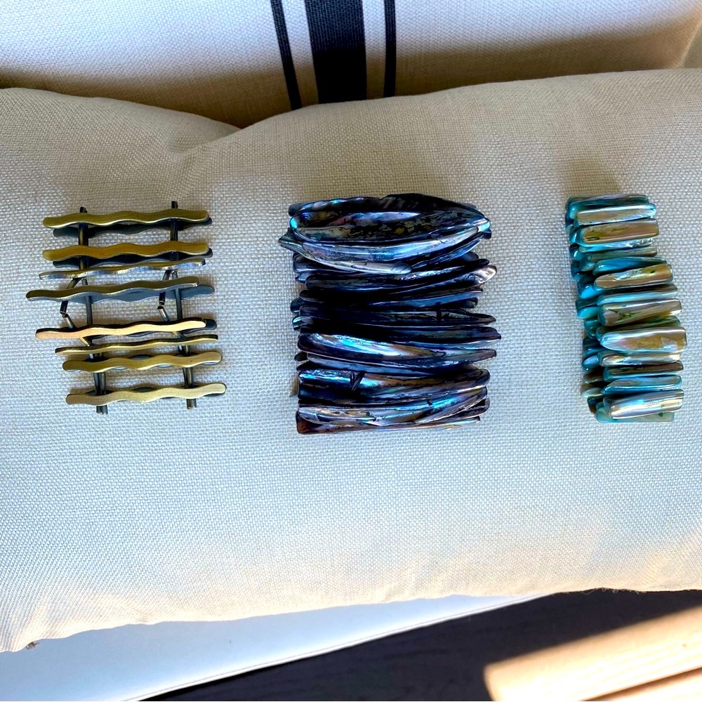 Set of Three Bracelets Boho Beach Shell Various Colors